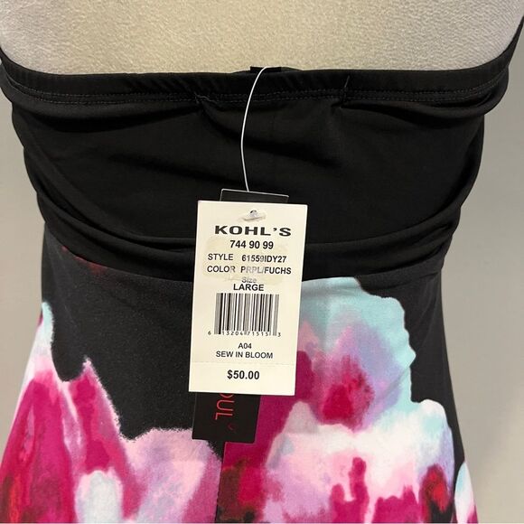 Kohl's Black and Pink Floral Maxi halter Dress size extra juniors large - Picture 6 of 12
